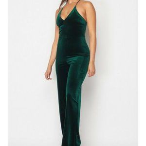 Teeze Me Dark Green Emerald Velvet Crisscross Stra